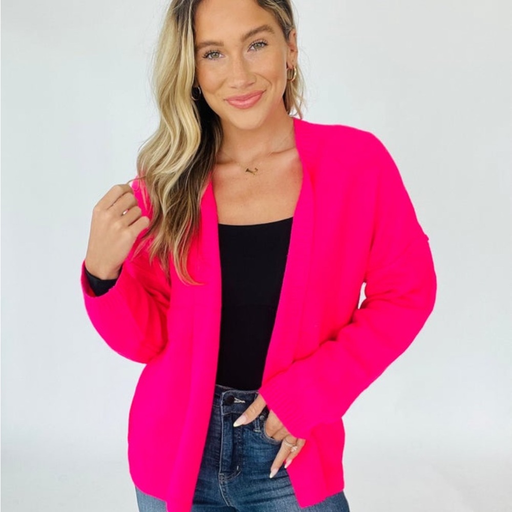 Vibrant Pink Open Cardigan